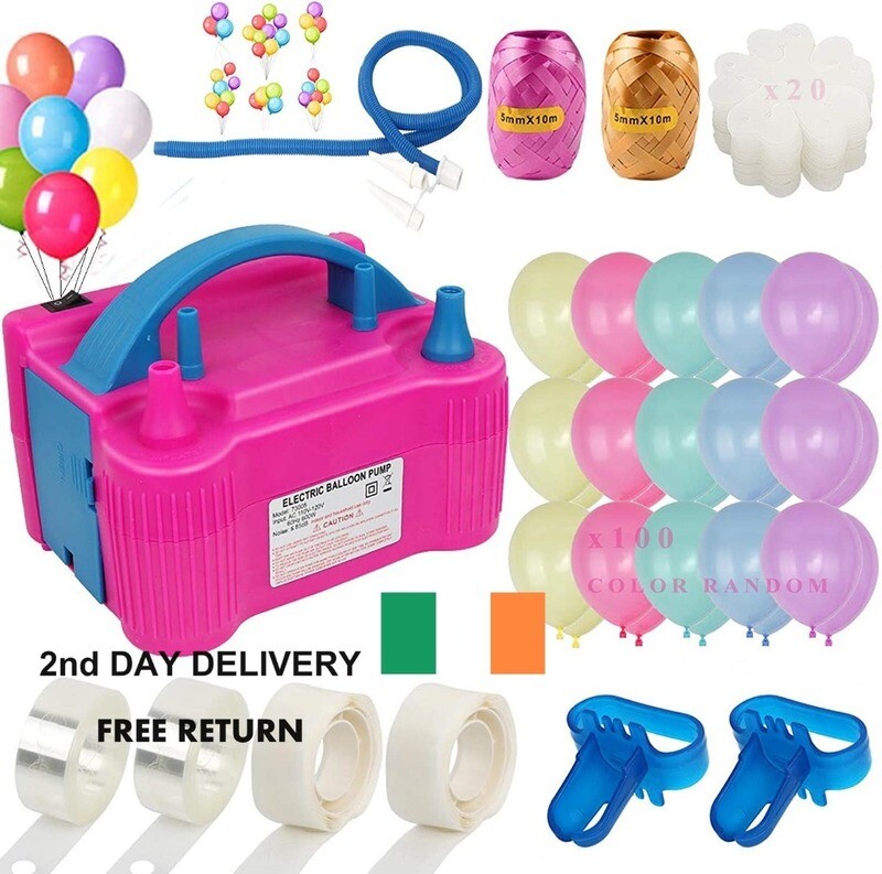 Electric Balloon Pump with Double Nozzle for fast and efficient balloon inflation, ideal for parties, events, and decorations.