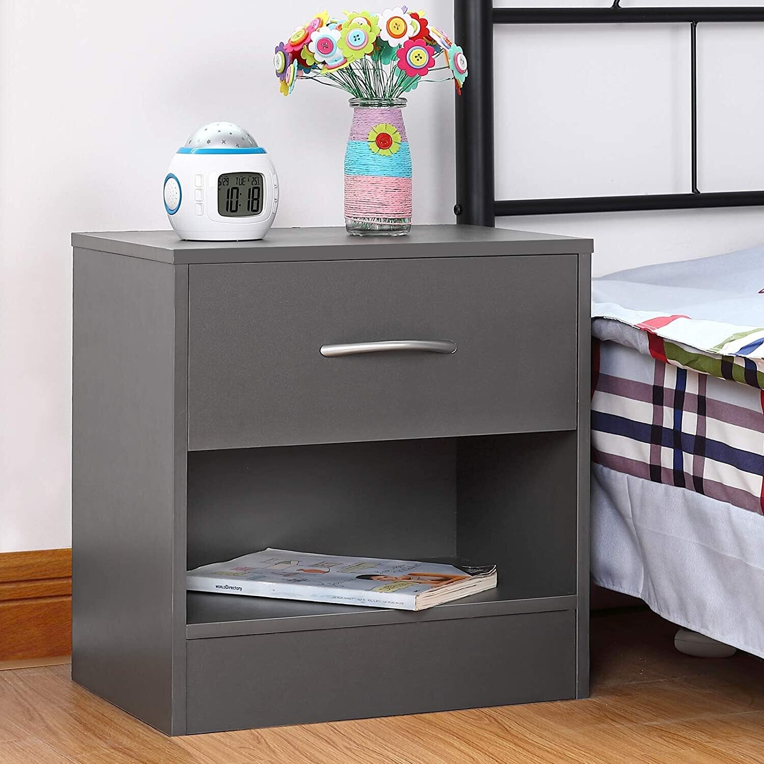 Nightstand 2-Piece Set – Bedroom Bedside Tables with Storage, Multi-Functional Coffee and End Tables for Household Furniture