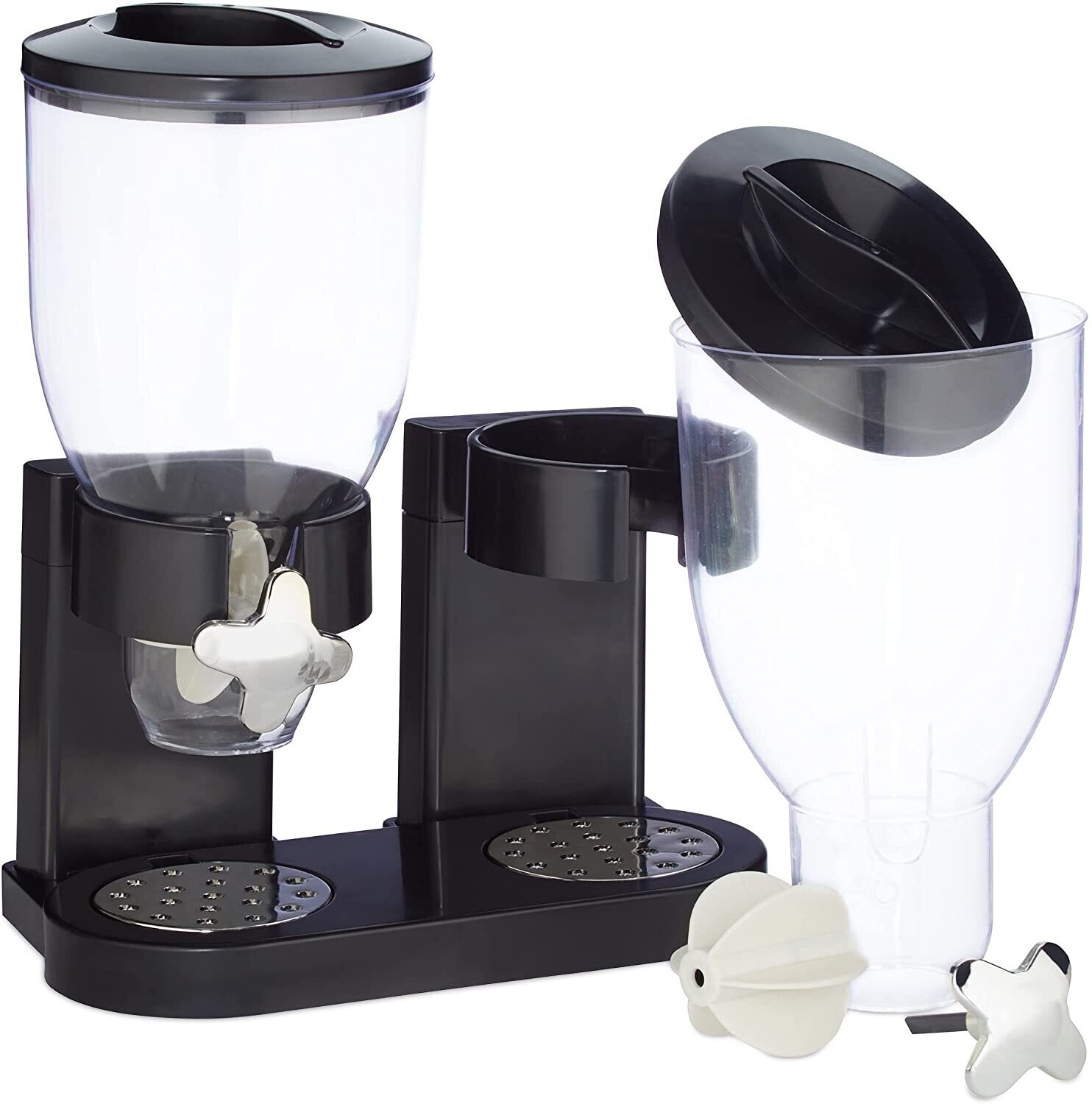 Double Cereal Dispenser with Portion Control – Airtight Dual Dispenser for Cereal, Snacks, and Dry Foods