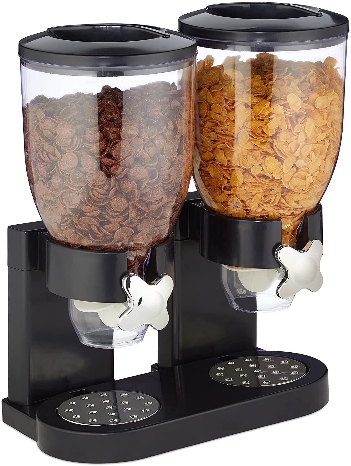 Double Cereal Dispenser with Portion Control – Airtight Dual Dispenser for Cereal, Snacks, and Dry Foods