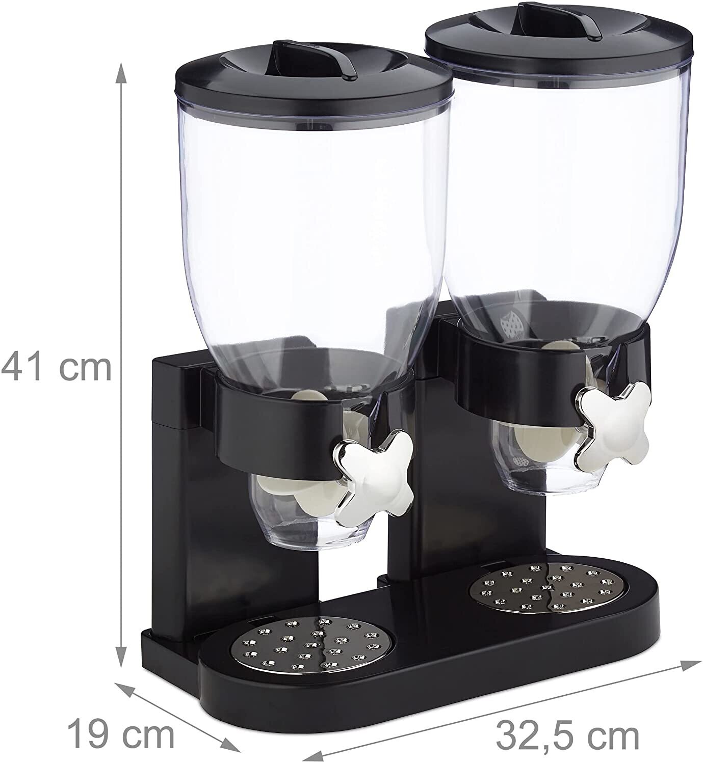 Double Cereal Dispenser with Portion Control – Airtight Dual Dispenser for Cereal, Snacks, and Dry Foods