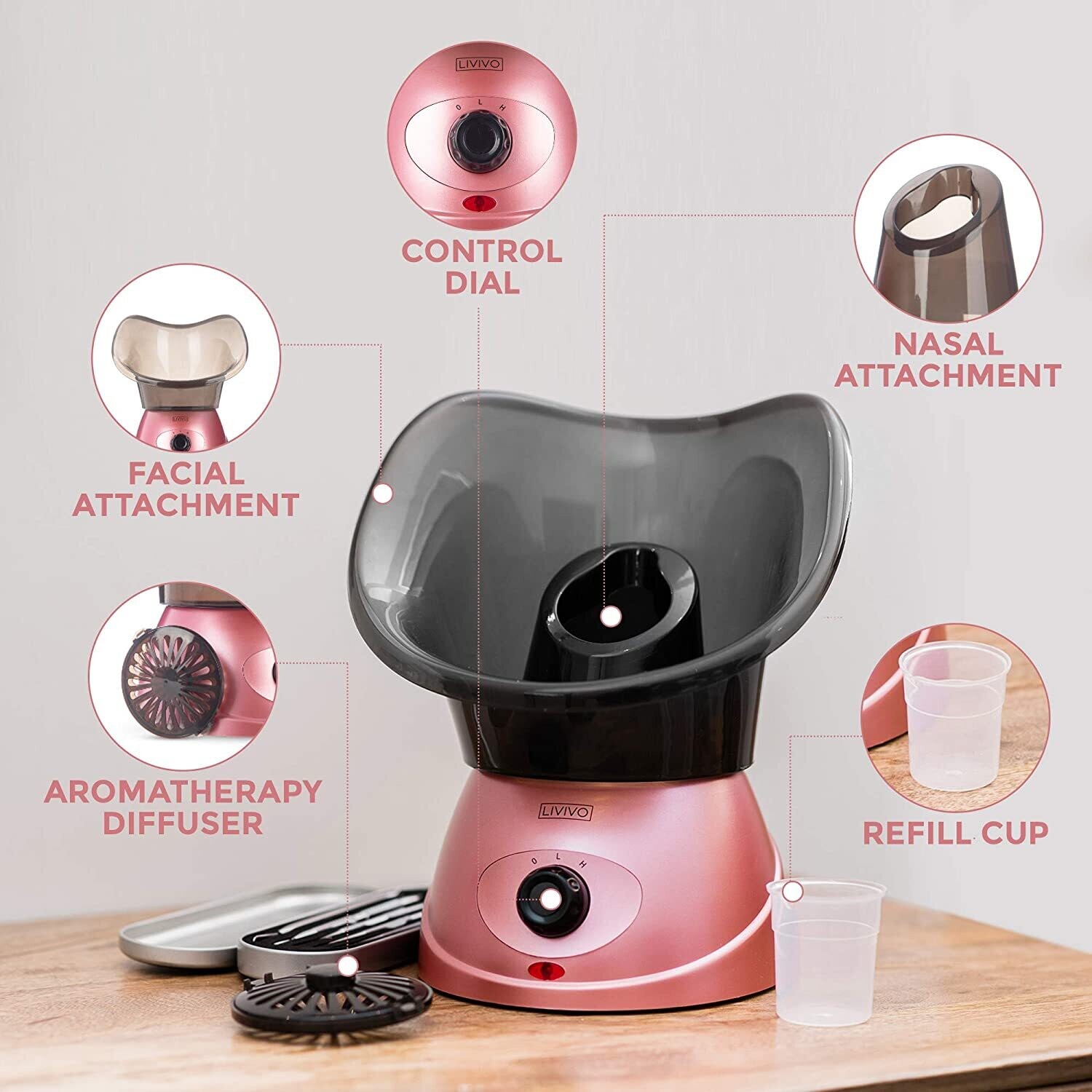 Facial Spa Steamer Inhaler With Aromatherapy DiffuserFacial Spa Steamer Inhaler with Aromatherapy Diffuser – Hydrating Skin Care and Relaxation Tool