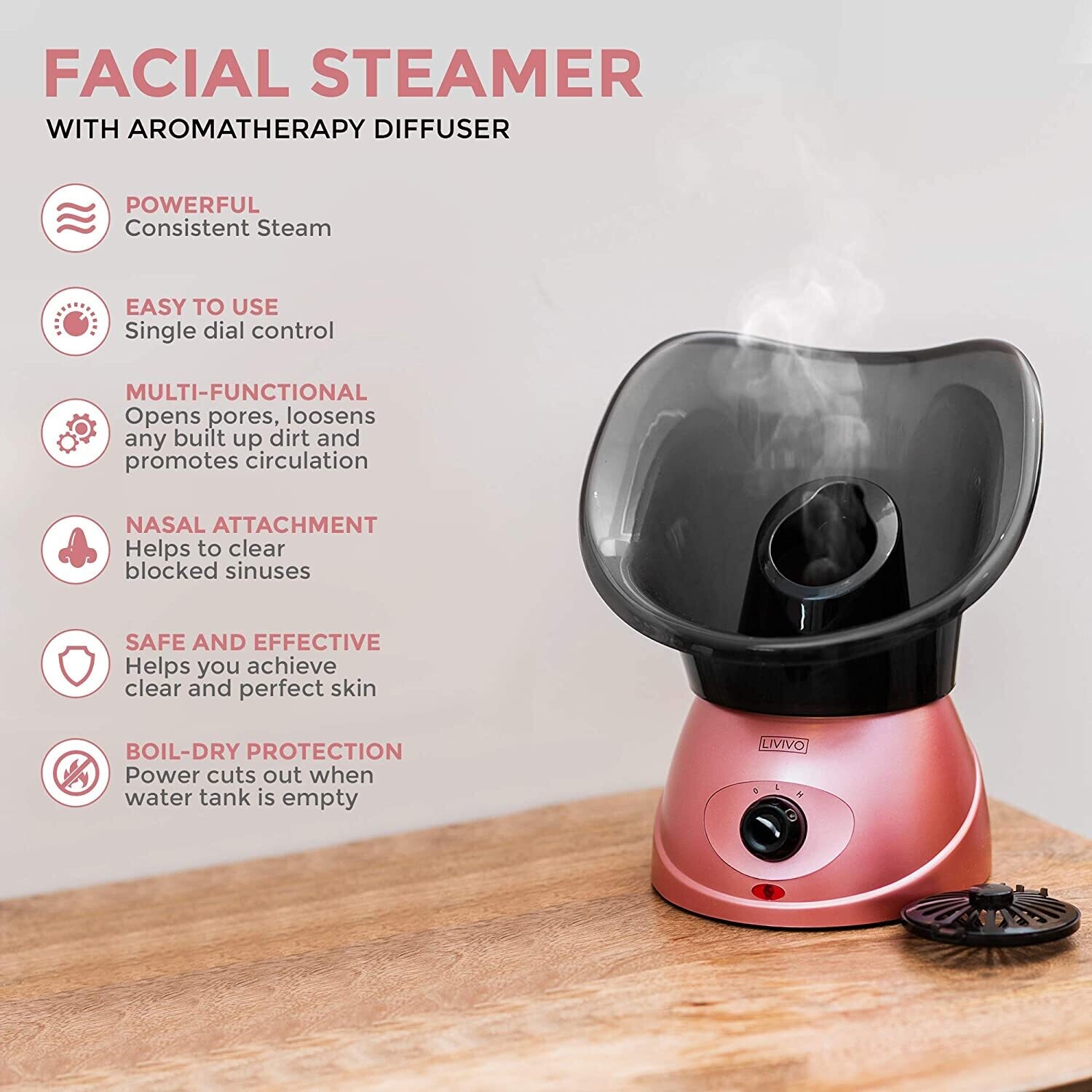 Facial Spa Steamer Inhaler With Aromatherapy DiffuserFacial Spa Steamer Inhaler with Aromatherapy Diffuser – Hydrating Skin Care and Relaxation Tool