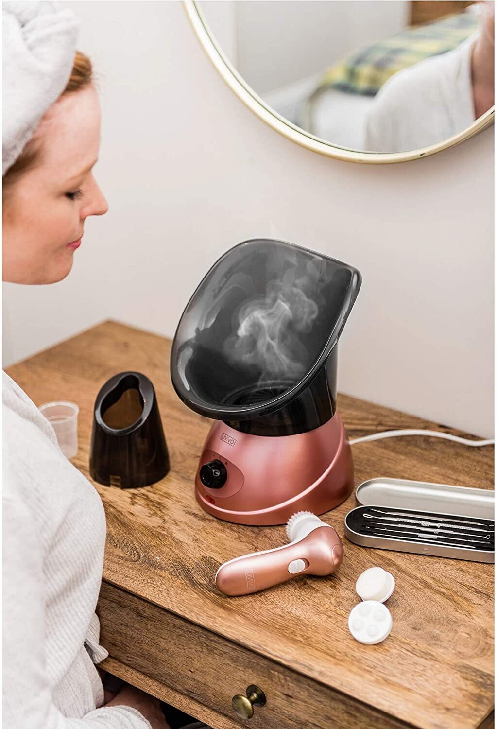Facial Spa Steamer Inhaler With Aromatherapy DiffuserFacial Spa Steamer Inhaler with Aromatherapy Diffuser – Hydrating Skin Care and Relaxation Tool