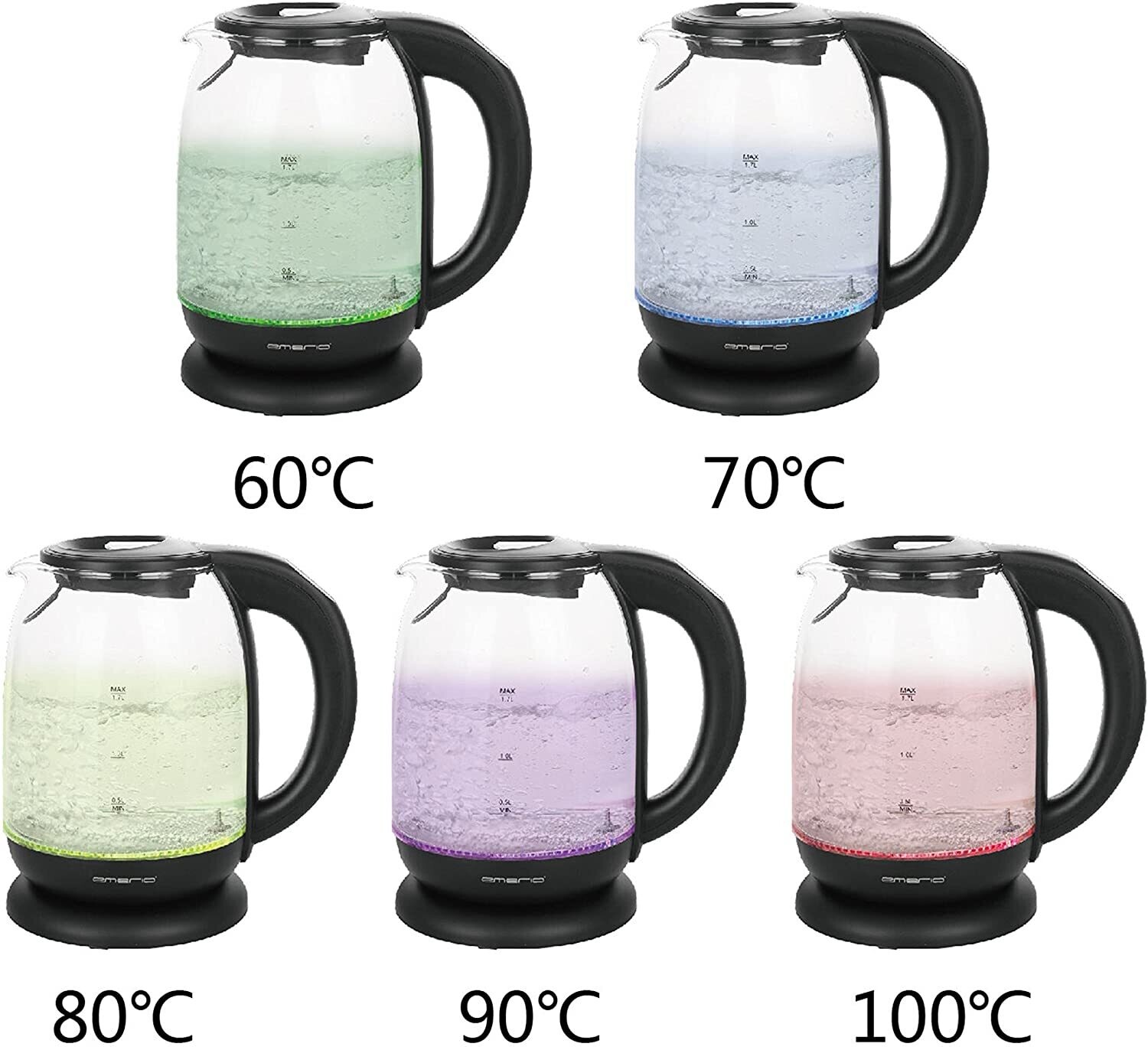 Glass Kettle with Temperature Selection, Electric Hot Water Heater for Brewing Tea and Coffee