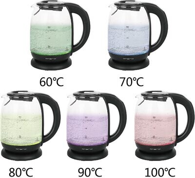Glass Kettle with Temperature Selection, Electric Hot Water Heater for Brewing Tea and Coffee