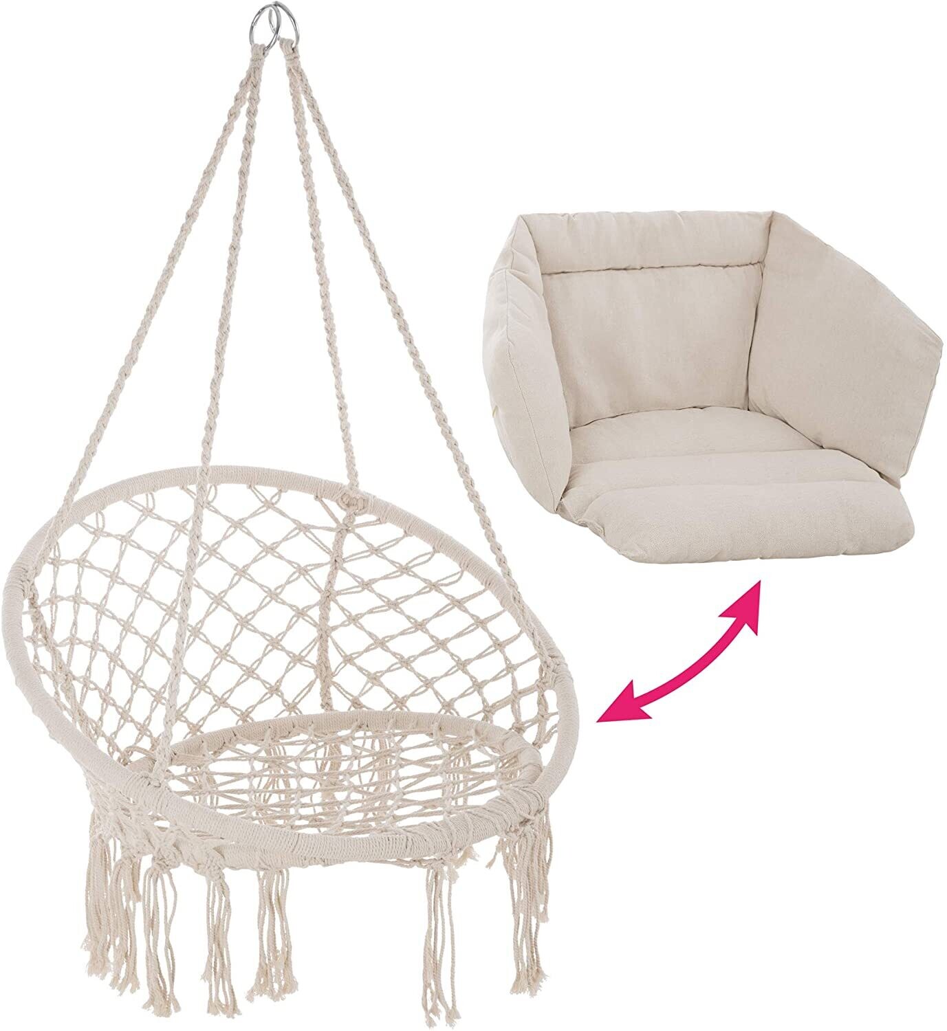 Hanging Chair for Indoor and Outdoor Use, Comfortable Swing Chair with Sturdy Frame for Relaxation