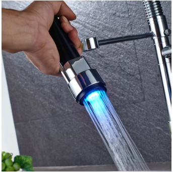 LED Light Black Bronze Dual Spout Kitchen Faucet