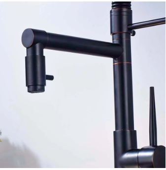 LED Light Black Bronze Dual Spout Kitchen Faucet