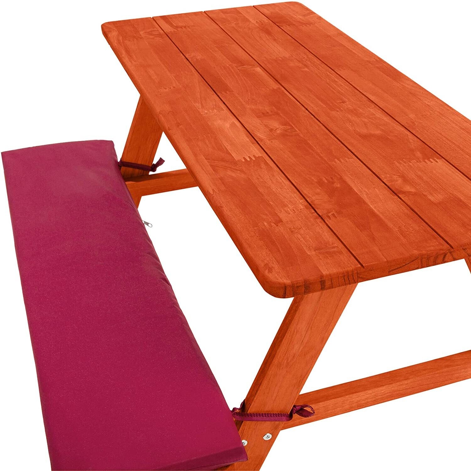Children&#39;s Picnic Bench with Padded Cushion, Outdoor Wooden Kids Bench, Comfortable Seating for Garden, Patio, or Play Area