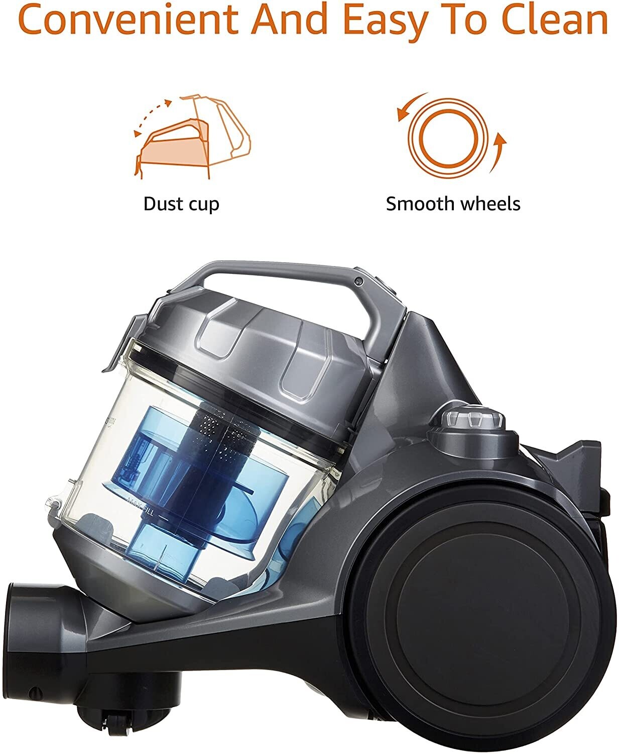 Cylinder Bagless Vacuum Cleaner, Powerful Suction, Multi-Surface Cleaning with HEPA Filter