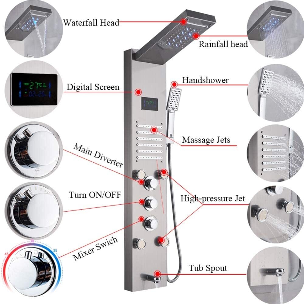 Shower Panel Column Tower Stainless Steel
