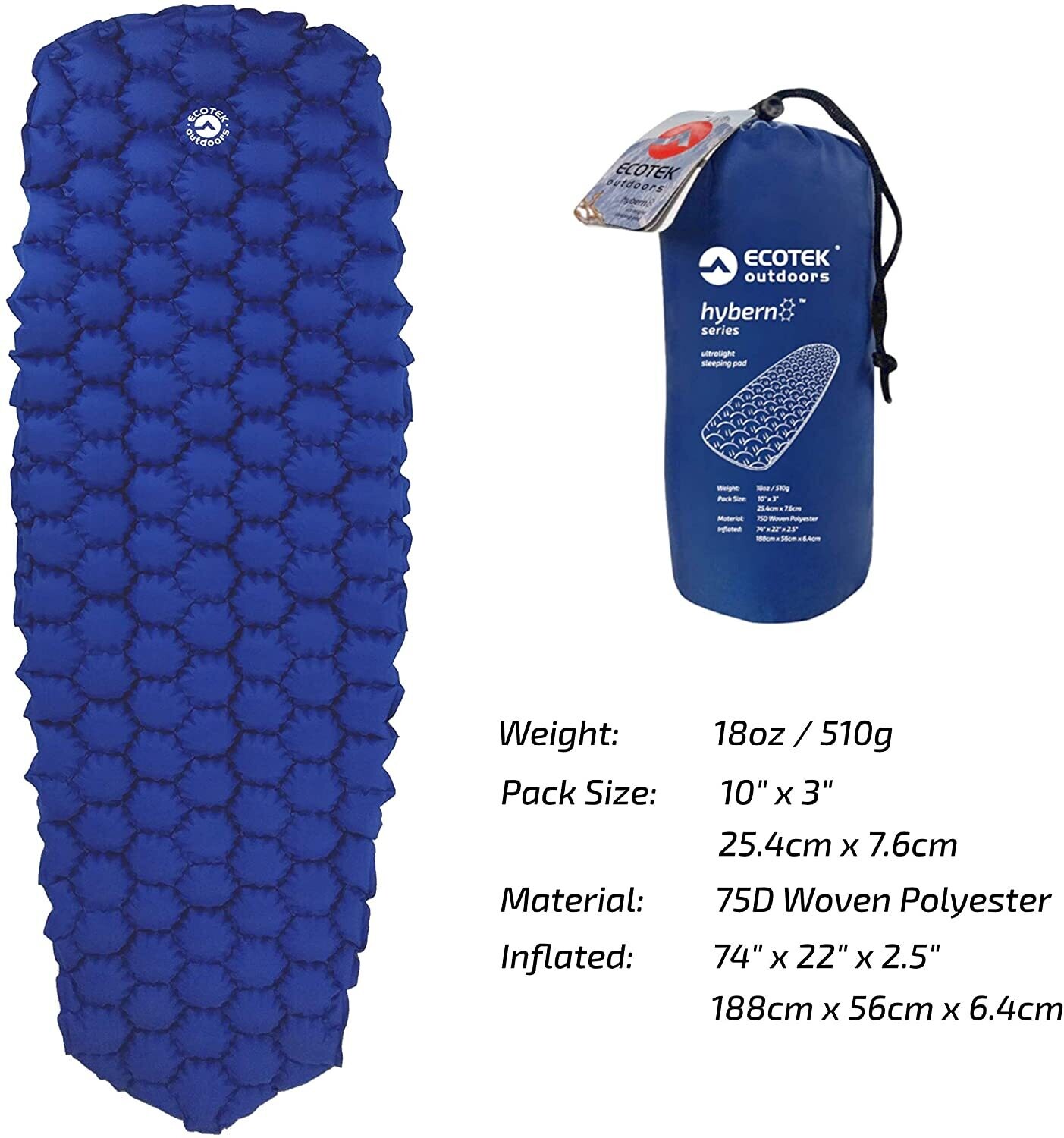 Hybern8 Ultralight Inflatable Sleeping Pad for Backpacking, Camping, and Travel Comfort
