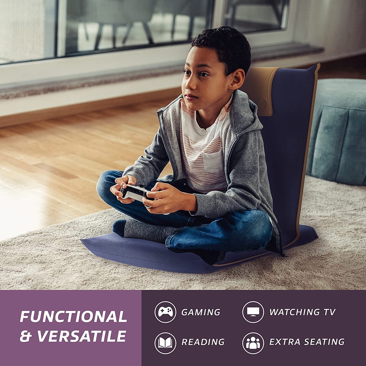 EASY II Padded Floor Chair with Adjustable Backrest, Comfortable Seating for Relaxation and Support