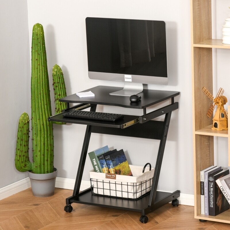 Particle Board Rolling Computer Desk / Wheel Lock