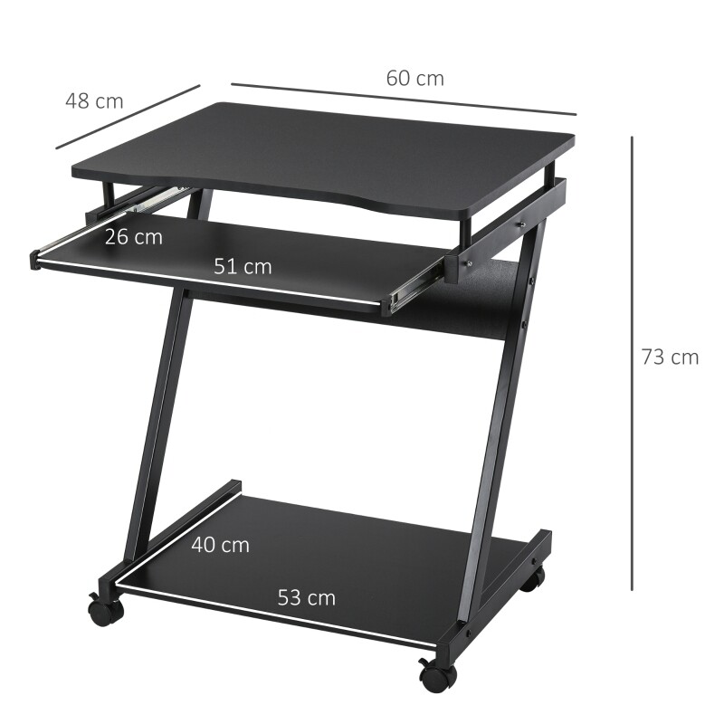 Particle Board Rolling Computer Desk / Wheel Lock