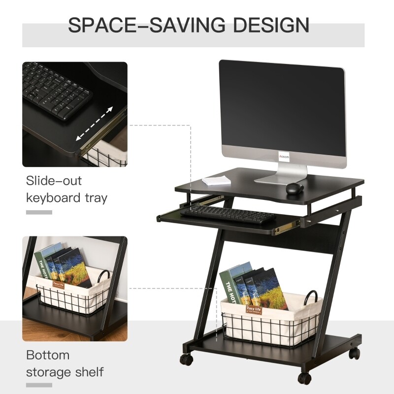 Particle Board Rolling Computer Desk / Wheel Lock