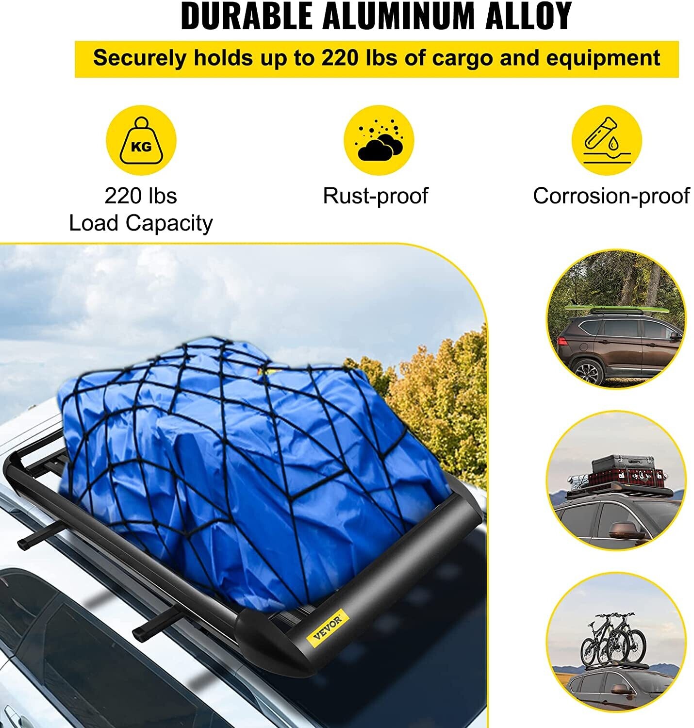 Black Aluminium Roof Rack Basket – Durable and Lightweight Cargo Carrier for Vehicles