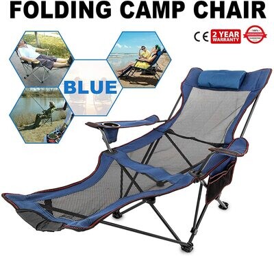 Folding Camping Chair Blue 168 cm x 56 cm x 69 cm