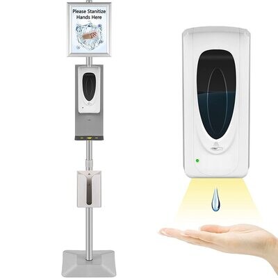 Disinfectant Stand with Sign and Dispenser – Touchless Hand Sanitizer Station for Public Spaces and Businesses