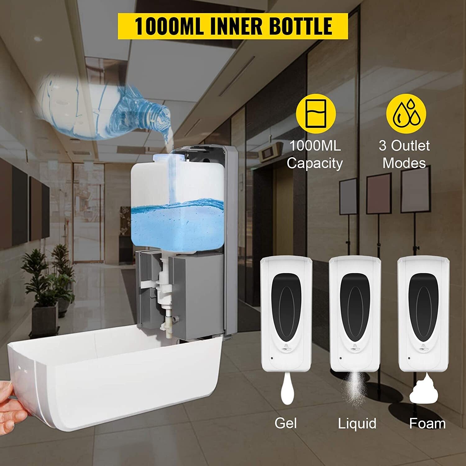 Disinfectant Stand with Sign and Dispenser – Touchless Hand Sanitizer Station for Public Spaces and Businesses
