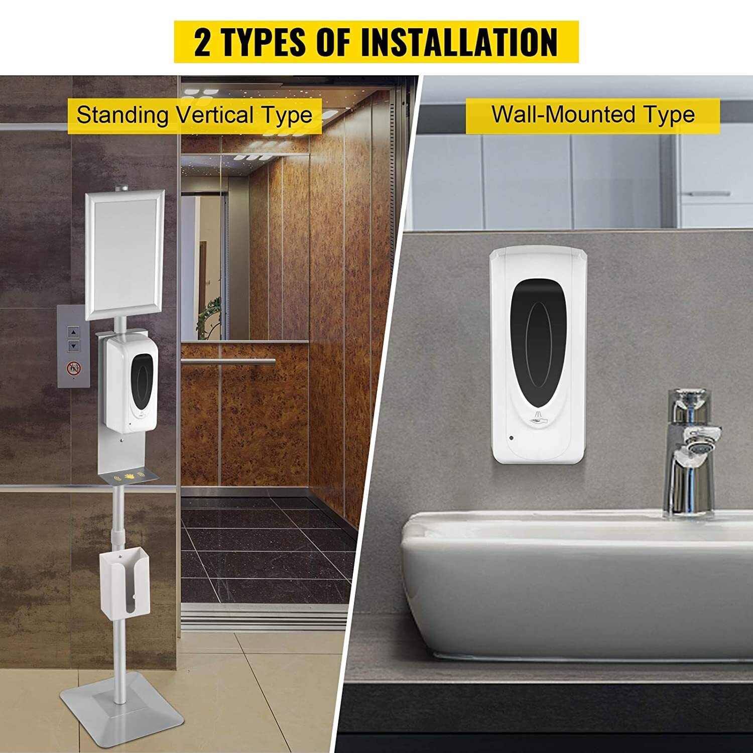 Disinfectant Stand with Sign and Dispenser – Touchless Hand Sanitizer Station for Public Spaces and Businesses