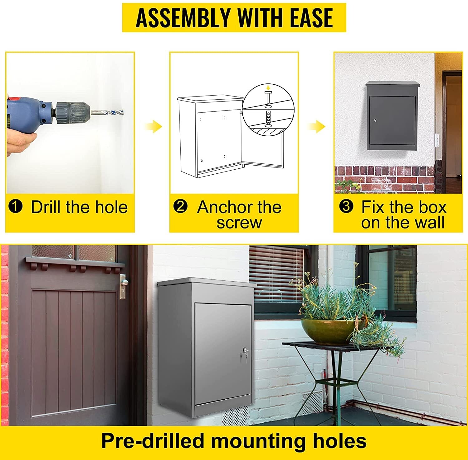 Galvanized Steel Parcel Box for Secure Mail Storage, Weatherproof and Durable Design