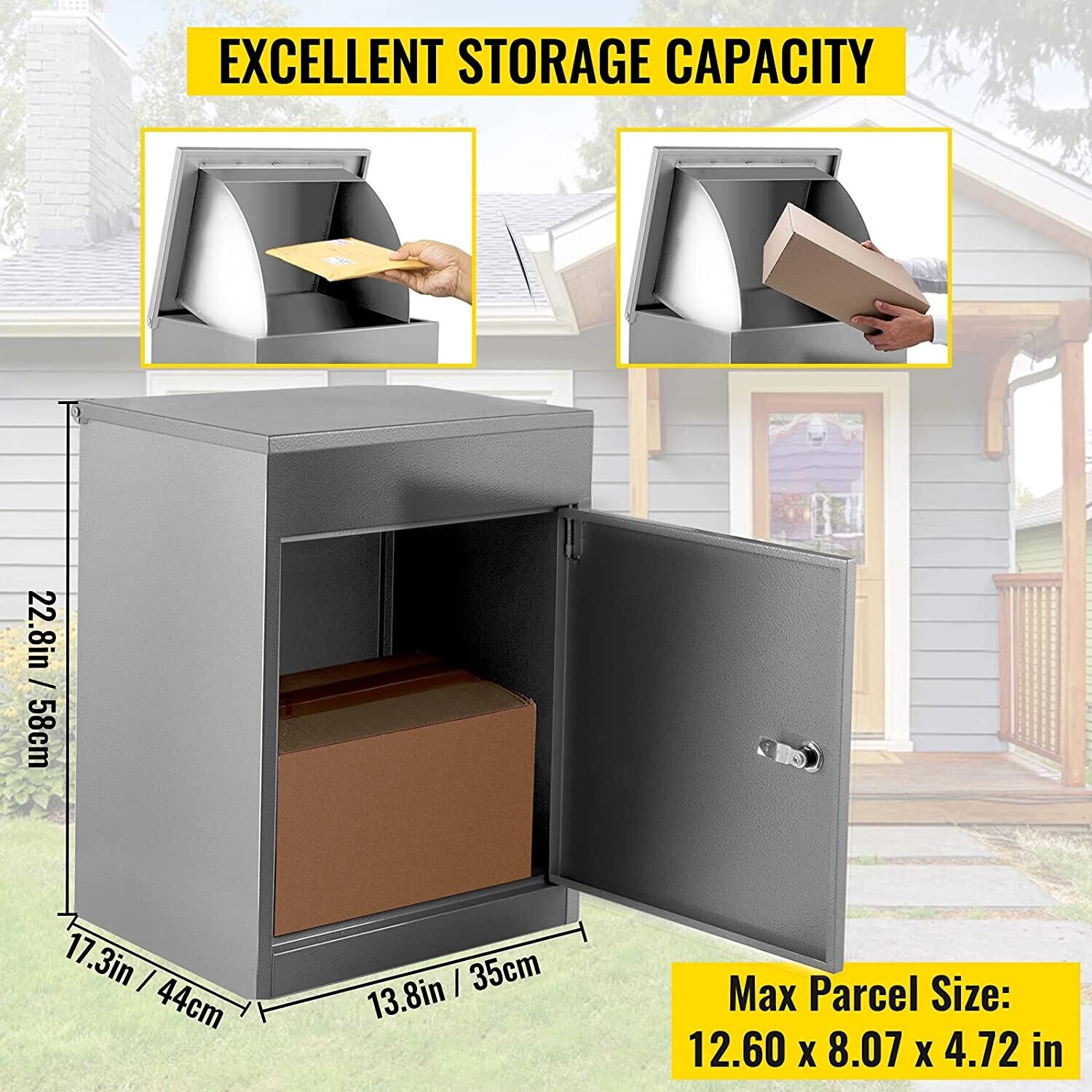 Galvanized Steel Parcel Box for Secure Mail Storage, Weatherproof and Durable Design
