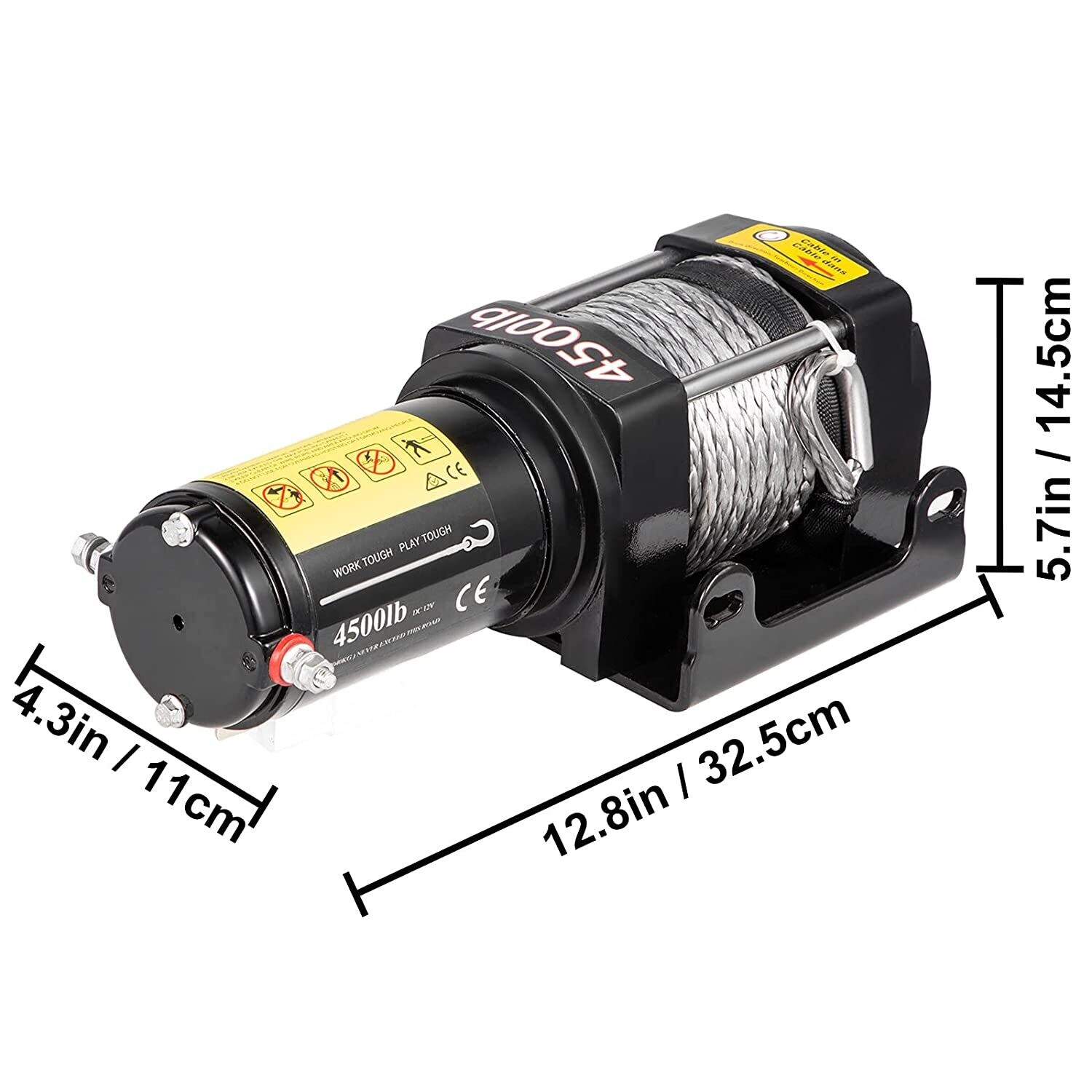 Electric Cable Winch, 12V, made of durable stainless steel, designed for heavy-duty lifting and pulling applications, offering strong performance for vehicles, boats, and other equipment.