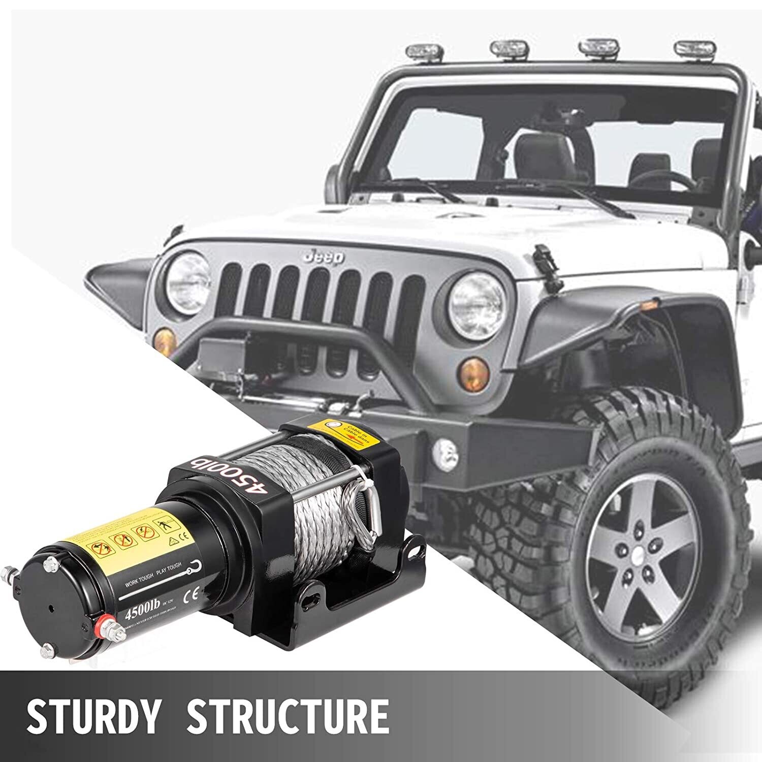 Electric Cable Winch, 12V, made of durable stainless steel, designed for heavy-duty lifting and pulling applications, offering strong performance for vehicles, boats, and other equipment.