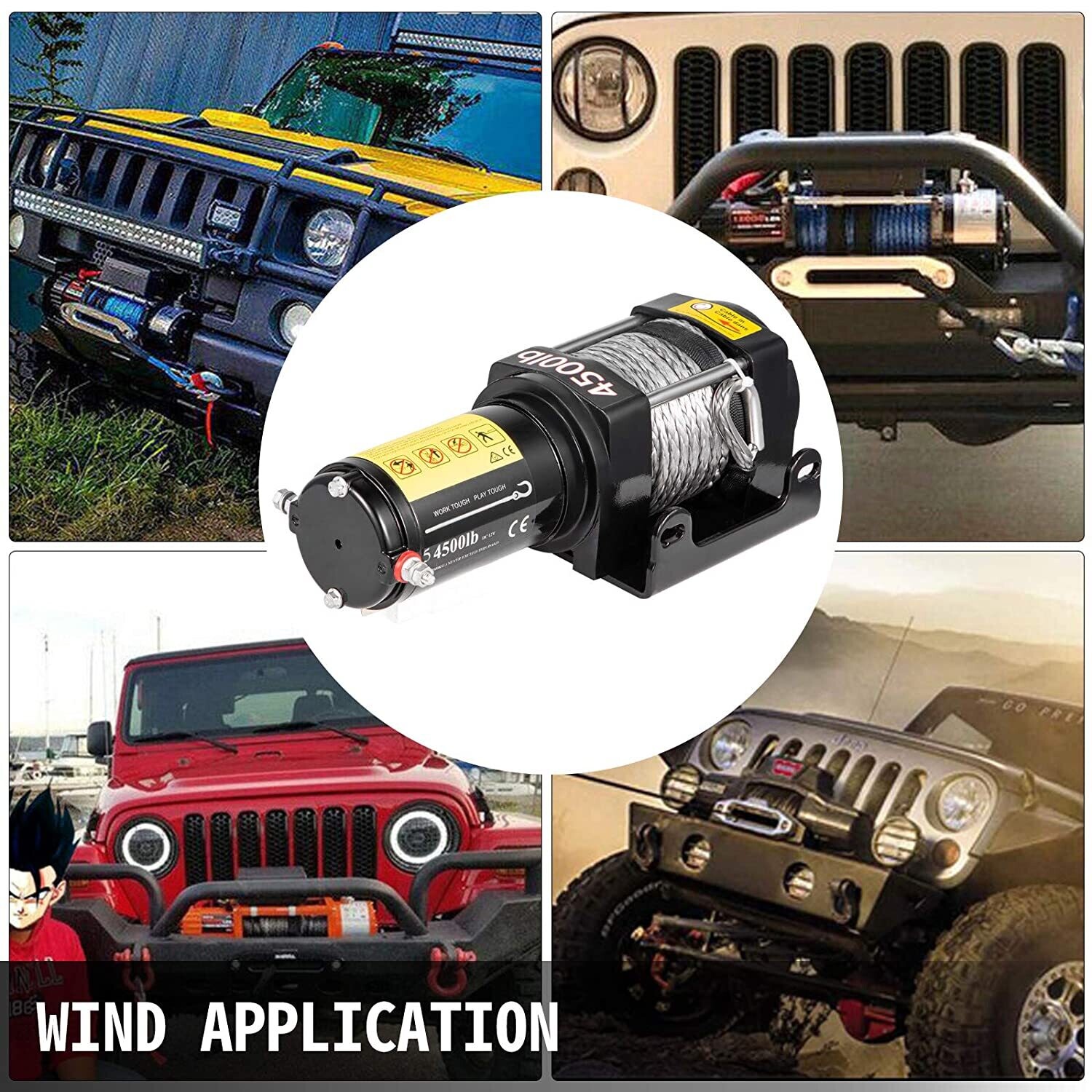 Electric Cable Winch, 12V, made of durable stainless steel, designed for heavy-duty lifting and pulling applications, offering strong performance for vehicles, boats, and other equipment.