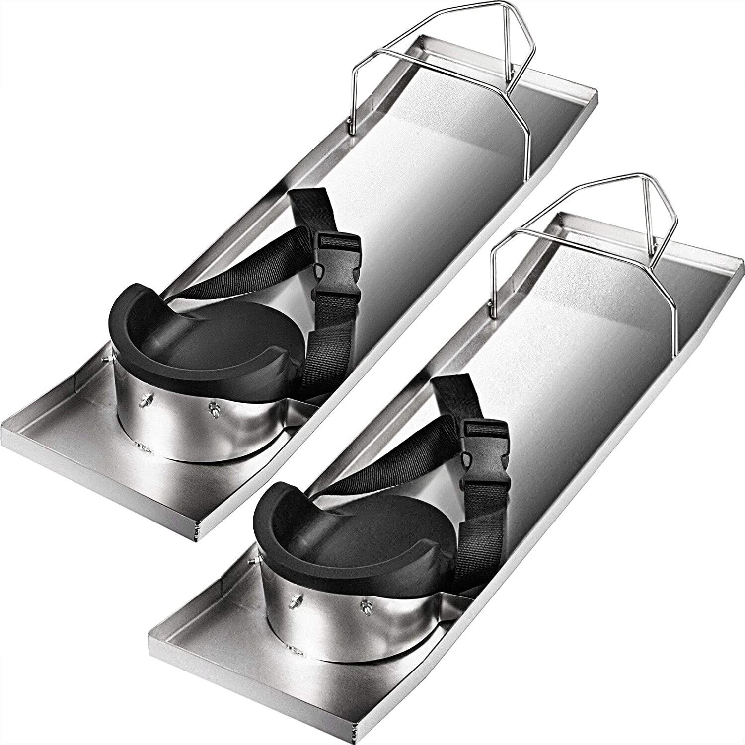 Two Concrete Knee Boards Slider Knee Boards Stainless Steel Pair Moving Sliders Knee Pads &amp; Board Straps for Concrete Finishing 28” x 8”