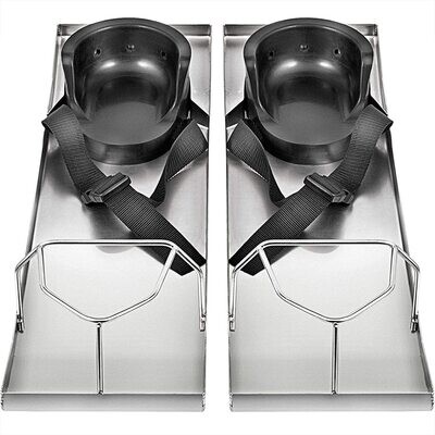 Two Concrete Knee Boards Slider Knee Boards Stainless Steel Pair Moving Sliders Knee Pads &amp; Board Straps for Concrete Finishing 28” x 8”