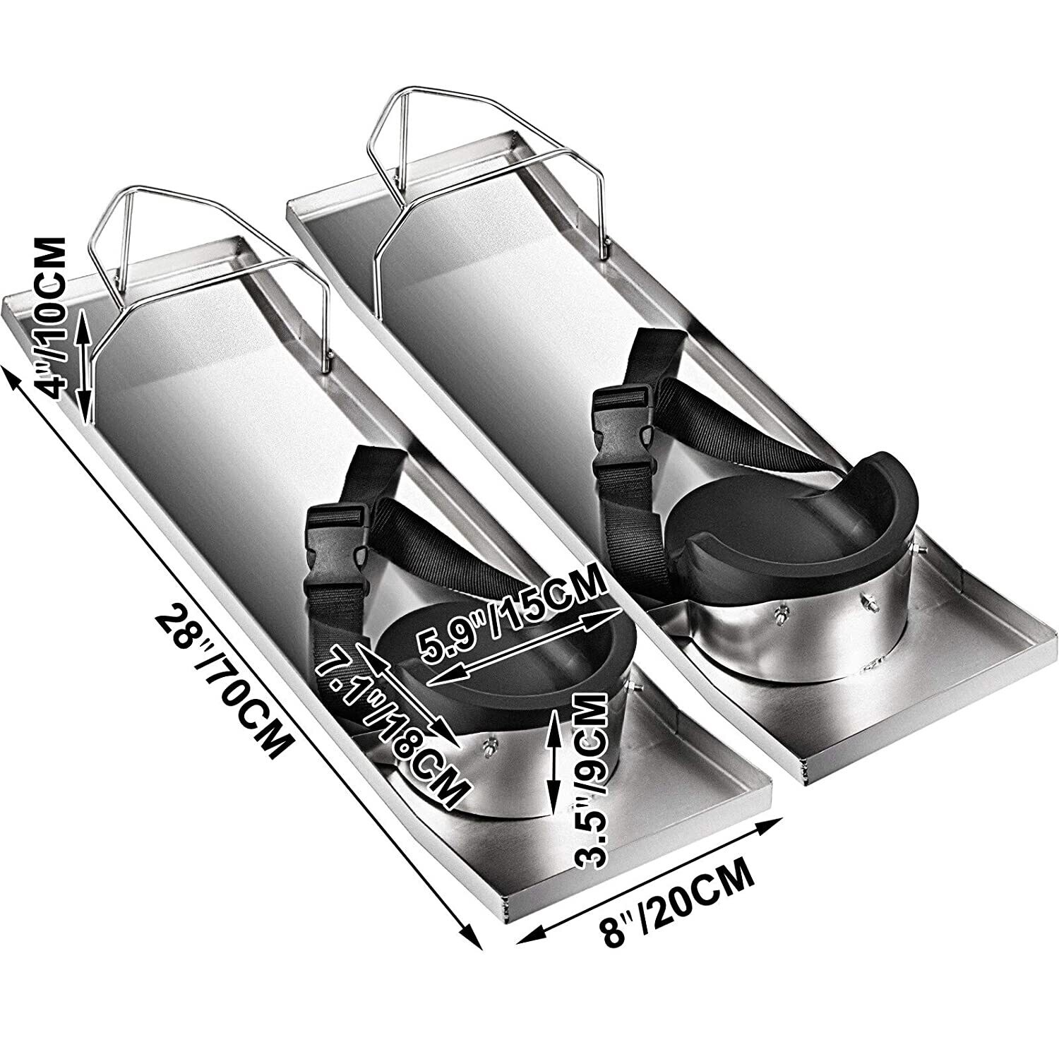 Two Concrete Knee Boards Slider Knee Boards Stainless Steel Pair Moving Sliders Knee Pads &amp; Board Straps for Concrete Finishing 28” x 8”