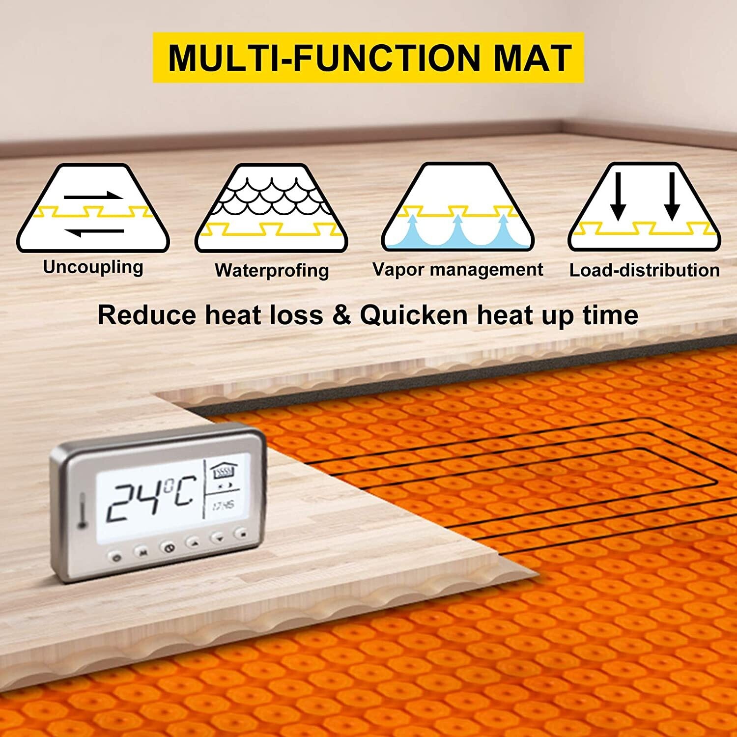 Polyethylene Decoupling Mat 100x1300 cm – 5.5mm Thick Tile Underlayment with 13 m² Coverage, Waterproof Sealing Sheet for Crack Prevention and Sound Insulation