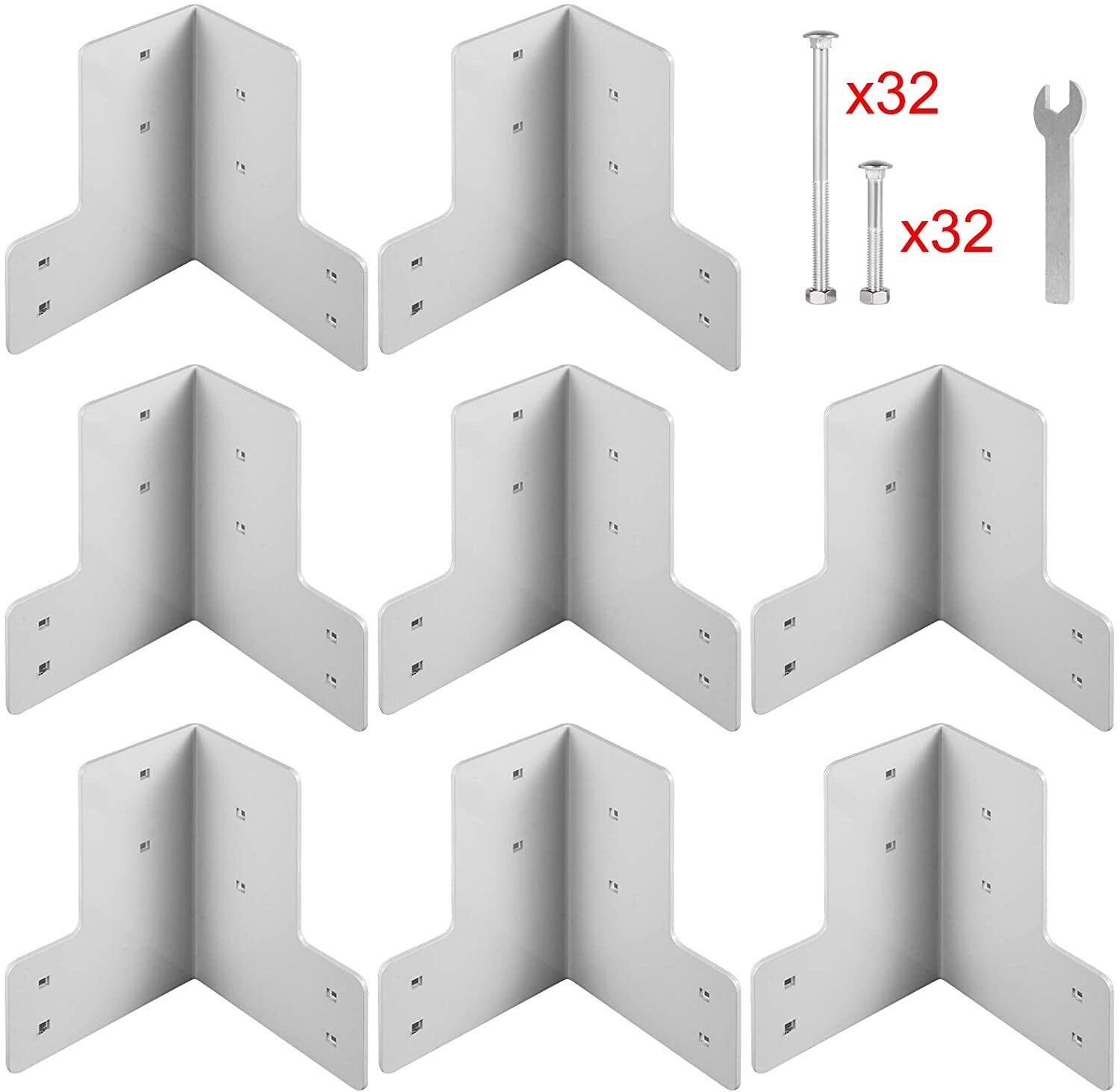 Corner Brackets Pack of 8, Basic Color Angle Connectors for Furniture, Shelving, and Home Repair Projects