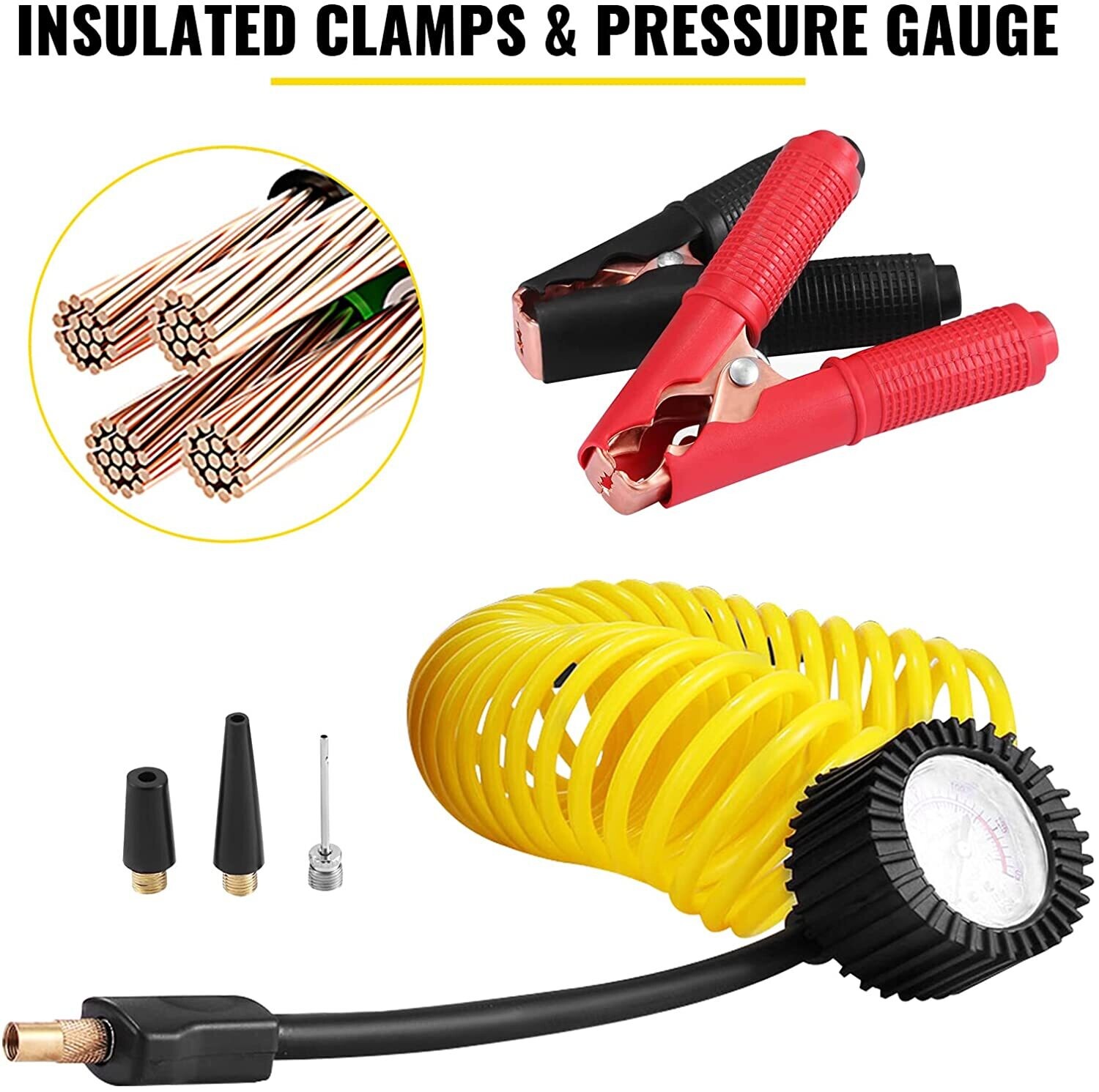 High Pressure Air Pump 12V Portable Compressor for Tires, Inflatables, and Vehicles