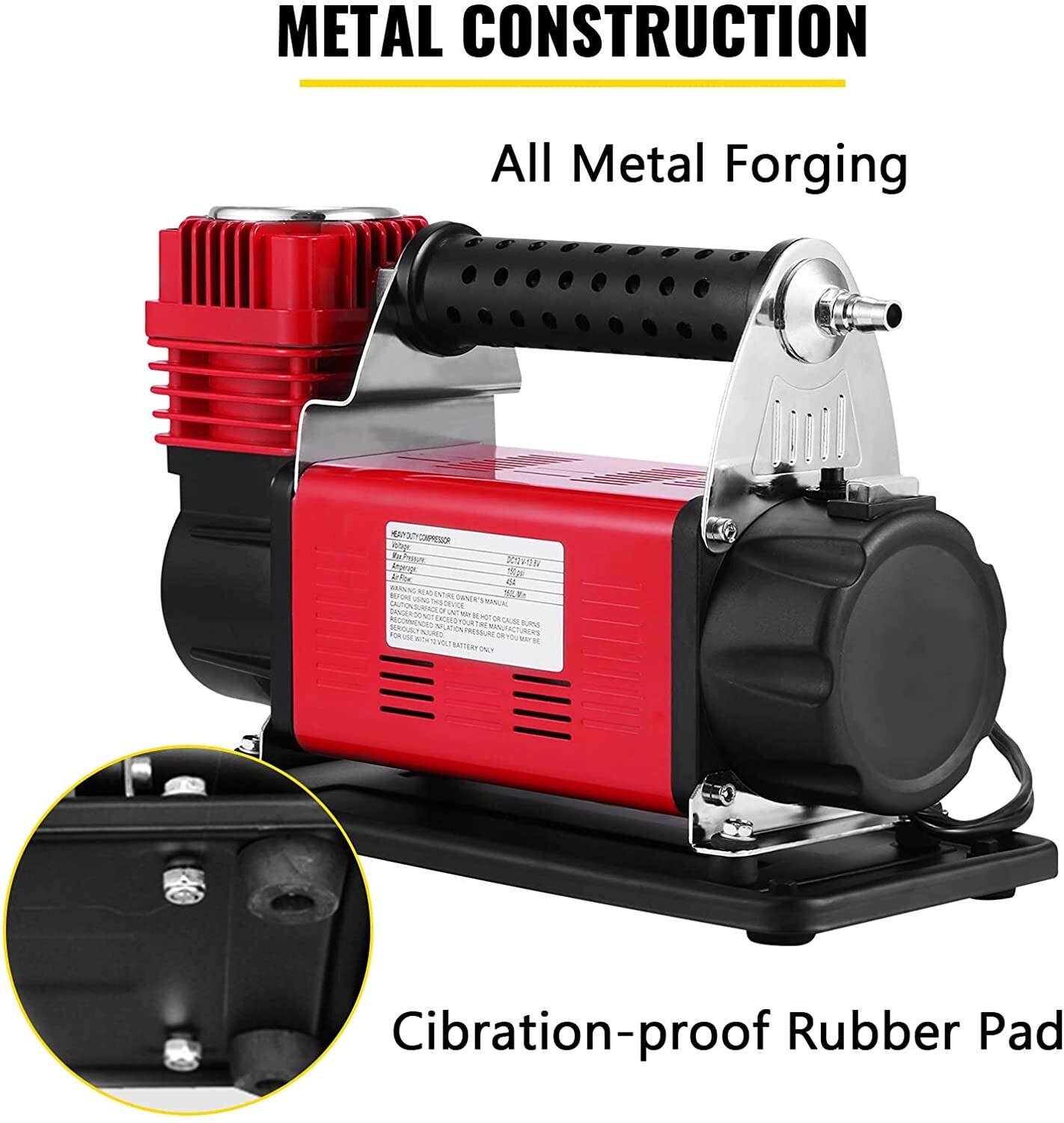 High Pressure Air Pump 12V Portable Compressor for Tires, Inflatables, and Vehicles