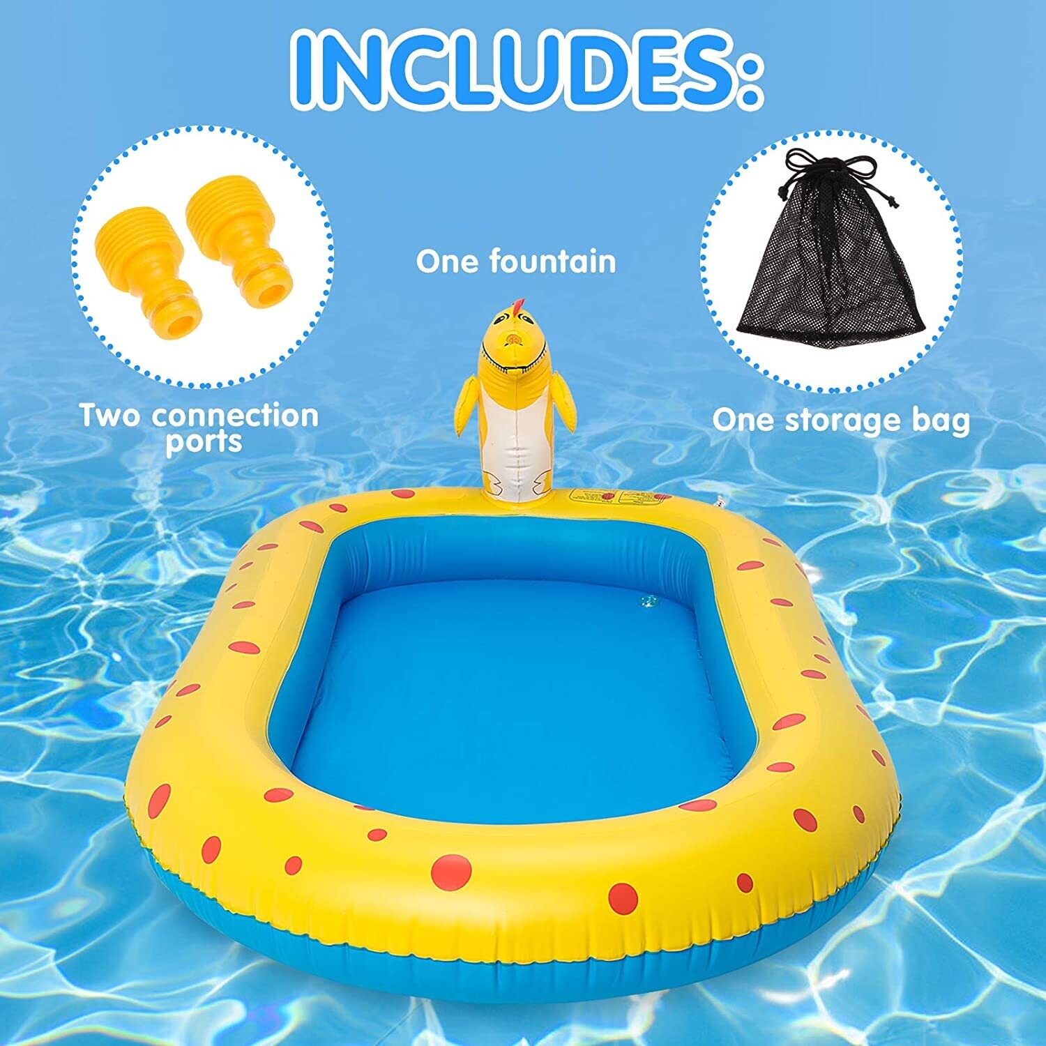 Water Toys Paddling Pool Sprinkler Wading Pool, Splash Pad Sprinkler Infant Swimming Pool for Garden Backyard Fountain Play Water Mat for 3 4 5 6 7+ Kids Boys Girls