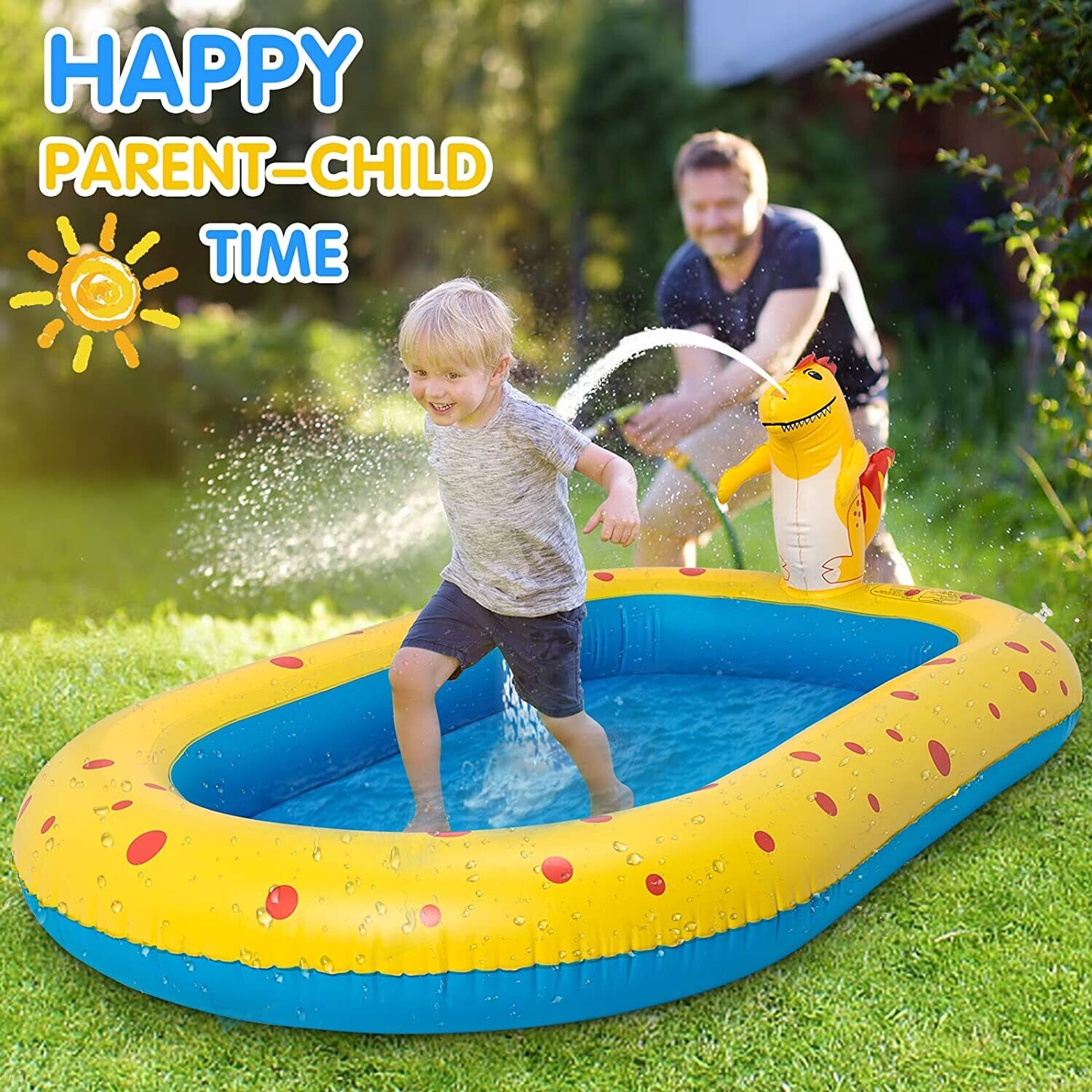 Water Toys Paddling Pool Sprinkler Wading Pool, Splash Pad Sprinkler Infant Swimming Pool for Garden Backyard Fountain Play Water Mat for 3 4 5 6 7+ Kids Boys Girls