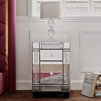 Glass Bedside Cabinet – Elegant Chest of Drawers for Stylish Bedroom Storage