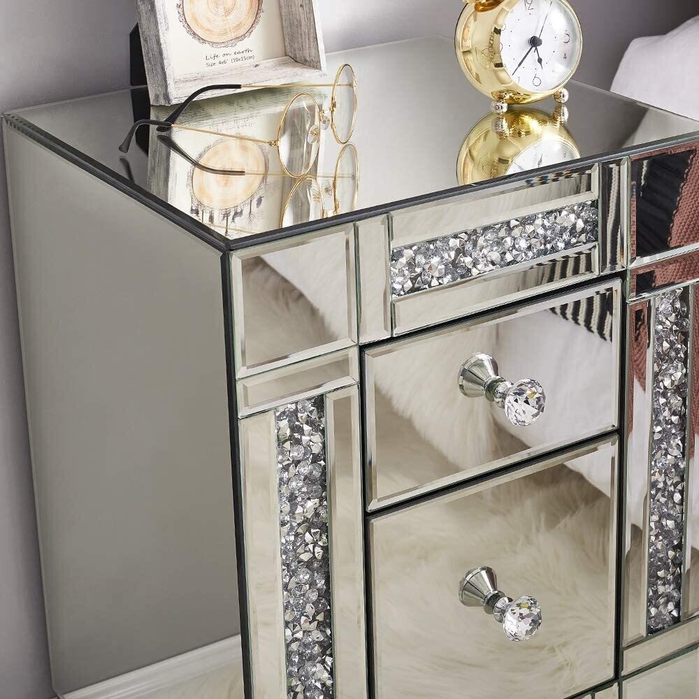 Glass Bedside Cabinet – Elegant Chest of Drawers for Stylish Bedroom Storage