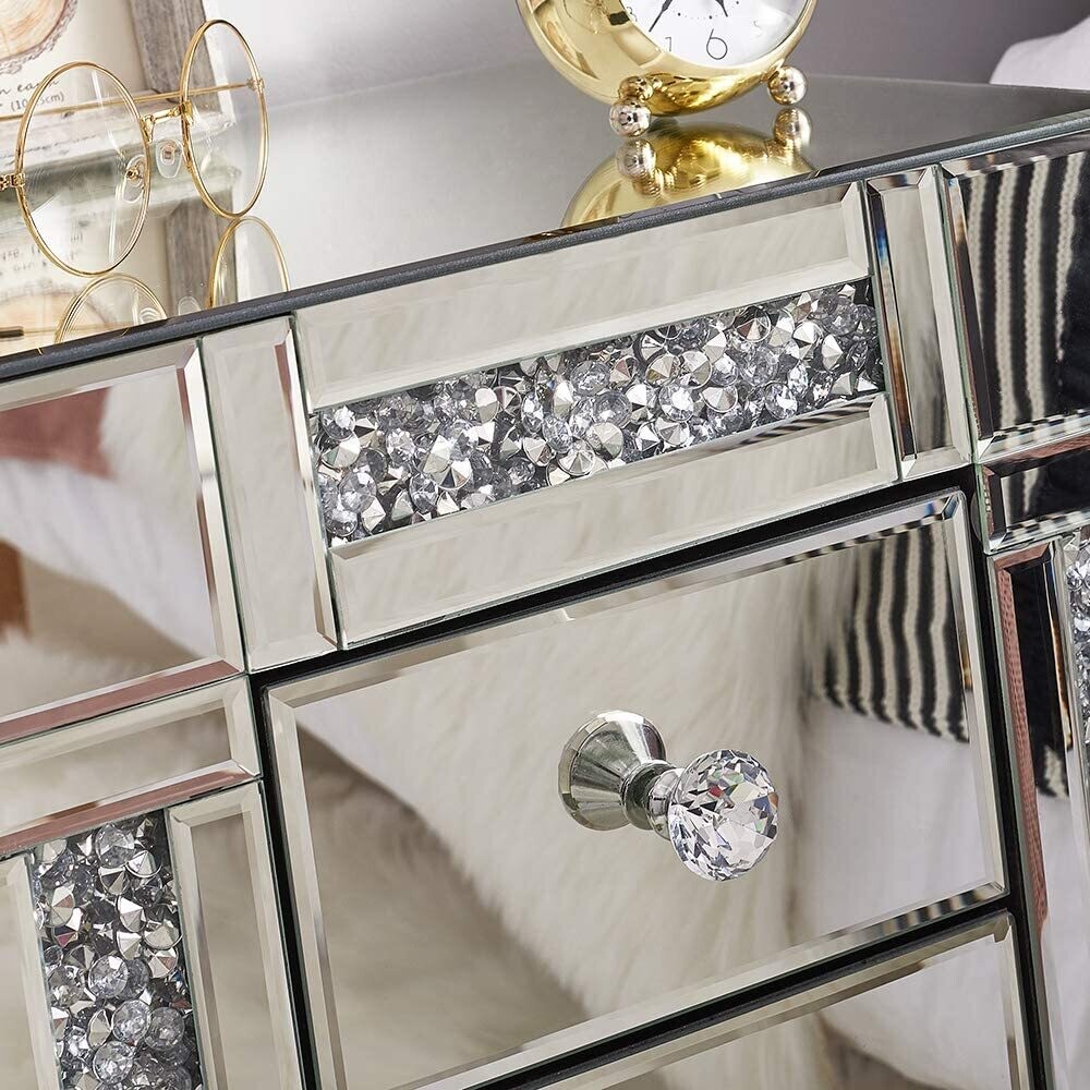 Glass Bedside Cabinet – Elegant Chest of Drawers for Stylish Bedroom Storage
