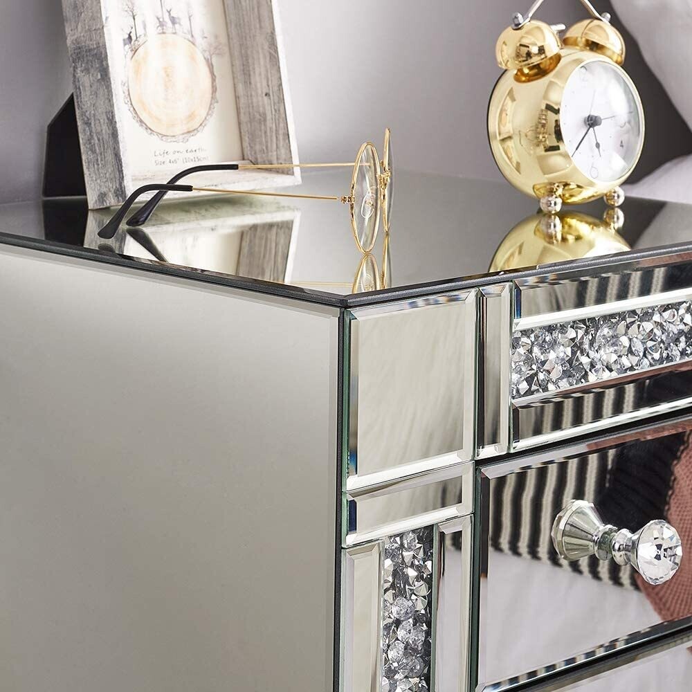 Glass Bedside Cabinet – Elegant Chest of Drawers for Stylish Bedroom Storage