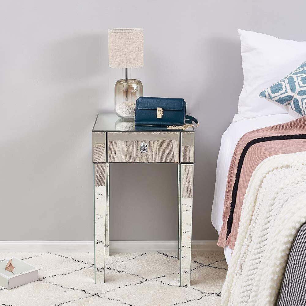 Glass Bedside Cabinet with 1 Drawer