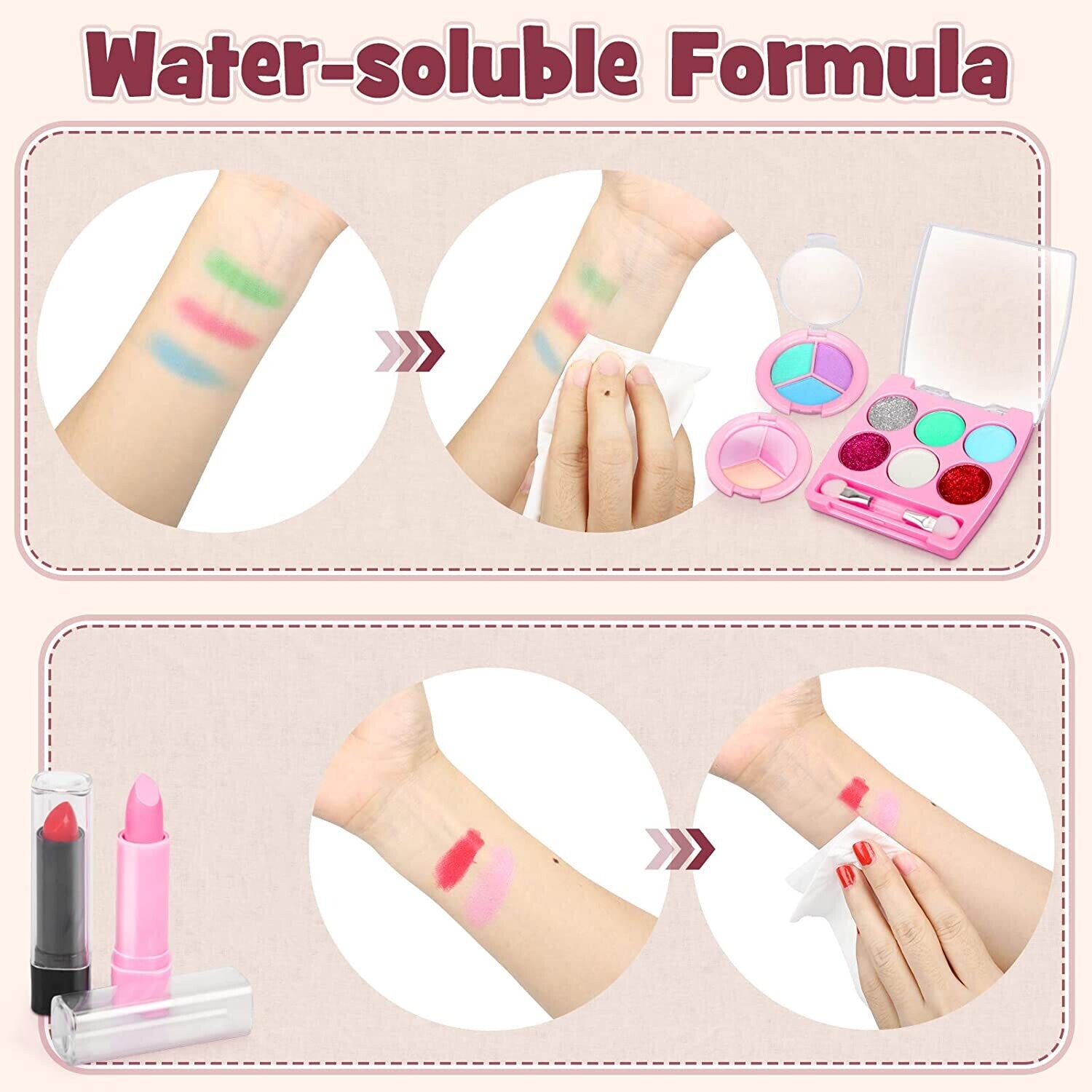 Children&#39;s Washable Make-up Set for Girls, Safe Toy Make-up Kit