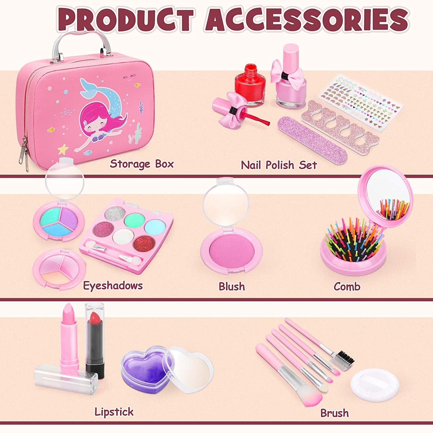 Children&#39;s Washable Make-up Set for Girls, Safe Toy Make-up Kit
