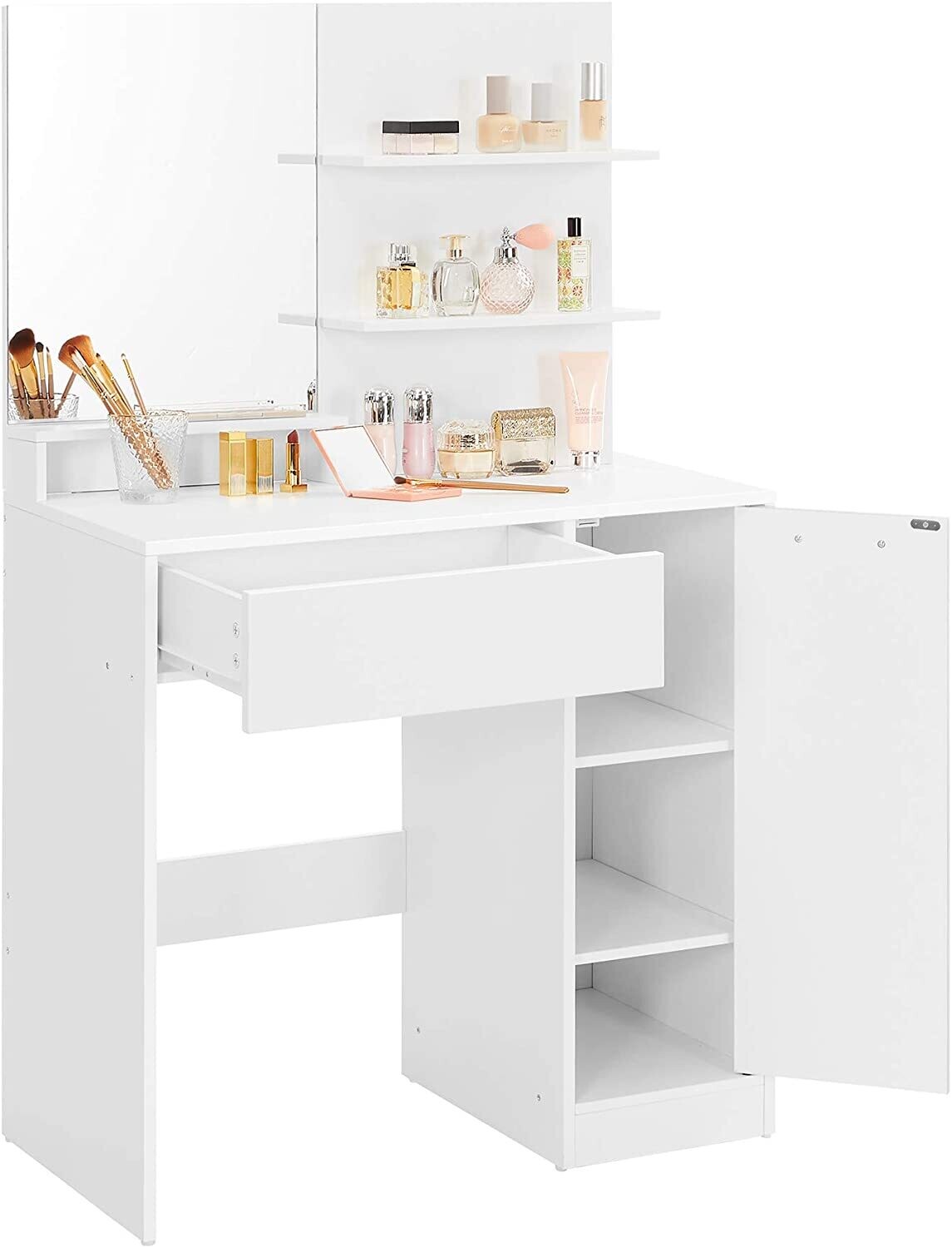 Dressing Table with Mirror and Storage Compartment – Stylish Vanity Desk with Organized Storage for Bedroom or Dressing Room