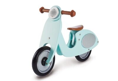 Balance Bike Vespa Wanda, Wood, Three-way Height-Adjustable Saddle, Flat Tires, for Kids Ages 3 to 5