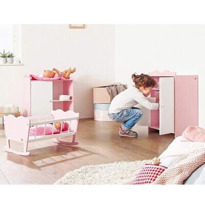 Jasmine Doll's Cradle Complete Set with 4 Pieces for Kids' Pretend Play and Doll Care Activities